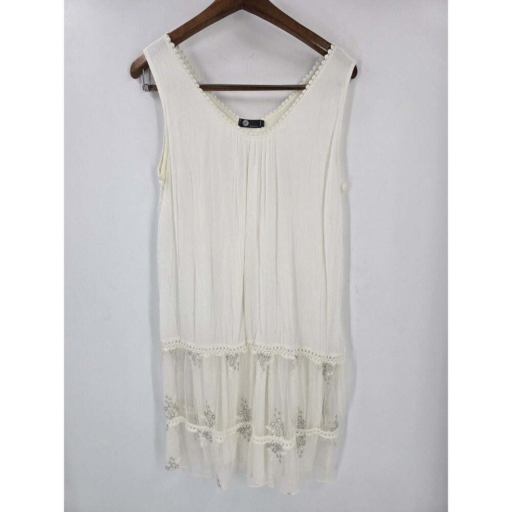 M Made in Italy White Lace Boho Midi Dress Size Small Embroidered Lace Tissue